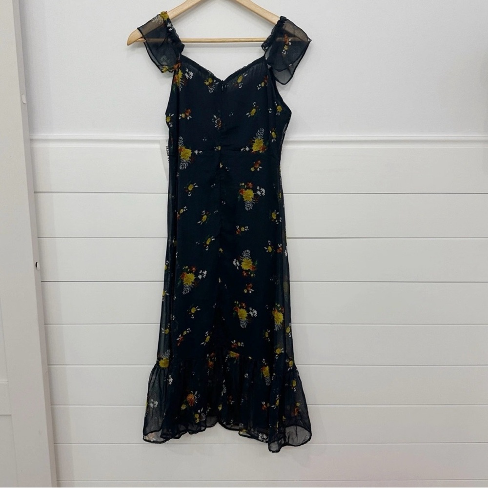 Urban Outfitters Blue and Orange Ruffled Tiered Midi Dress - Picture 5 of 6